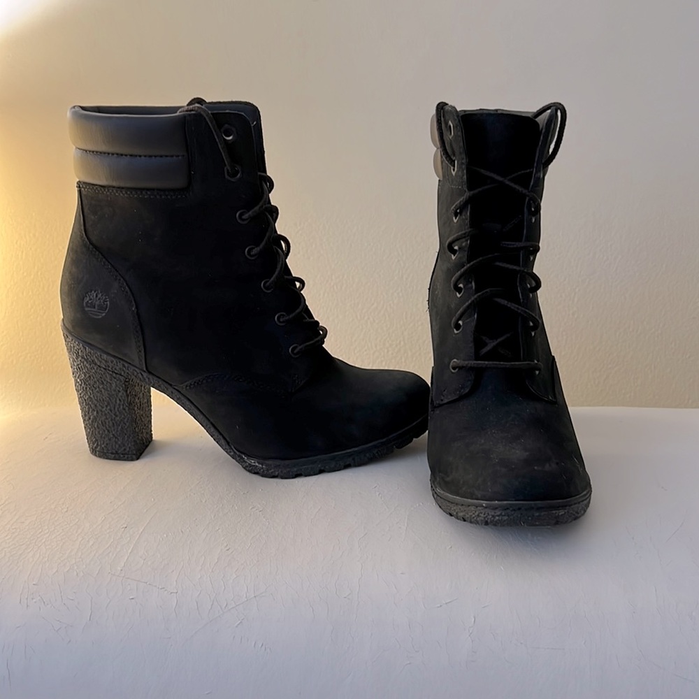 Black suede Timberland ankle boots